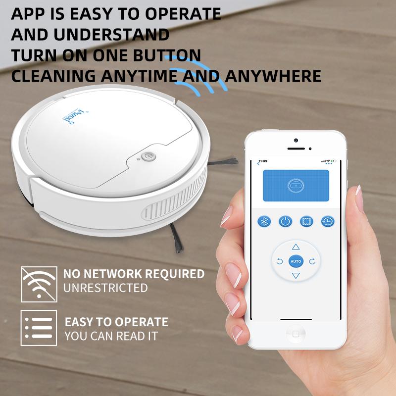 

Robot vacuum cleaner APP control Sweep&suction&mop 3 in 1 1800 Pa slim body 150 minutes long lasting one click for pet hair