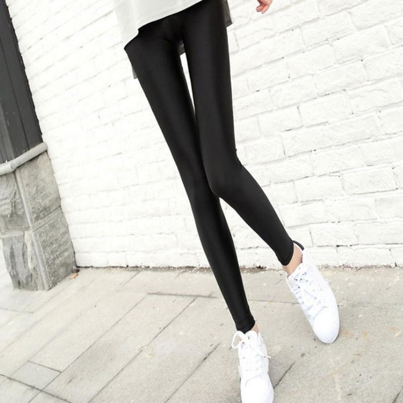 

Spring Summer Fashion High Waist Tight Elasticity Elastic Slim Gift Daily Casual Solid Women Pants, As pic