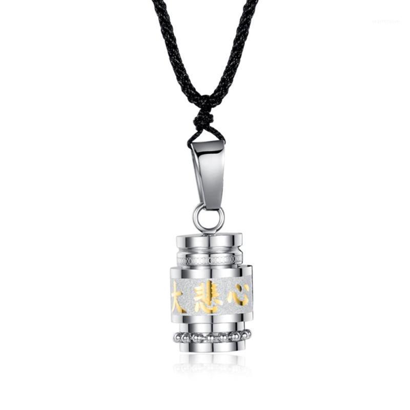 

New Design Great Compassion Mantra Pendant Necklace For Women Men Buddhism Style Prayer Wheel 316L Stainless Steel Jewelry1