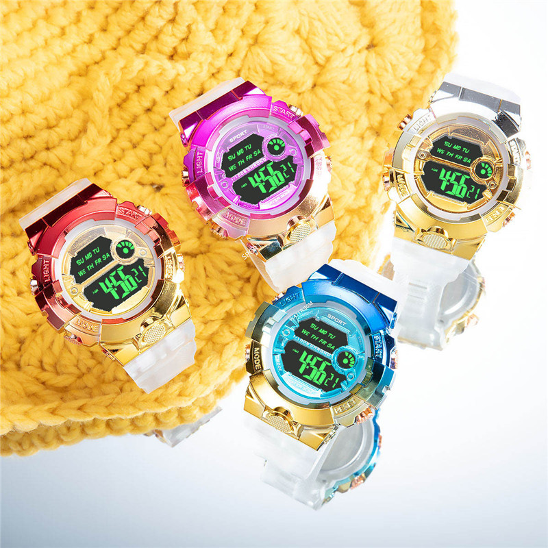 

Children LED Electronic Digital Watch Stop Watch Clock Kids Sport Watches Waterproof Wristwatch For Boys Girls, As picture show