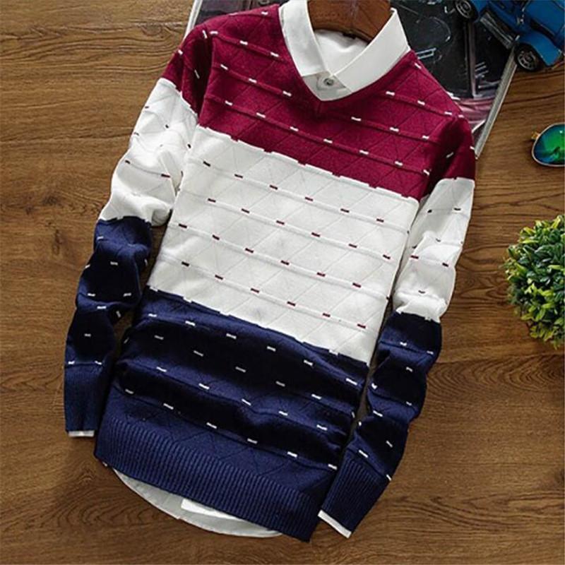 

Men's Pullover Sweaters New Autumn Winter Clothing Knitting Fashion Designer Casual Striped Man Knitwear Computer Knitted, Green