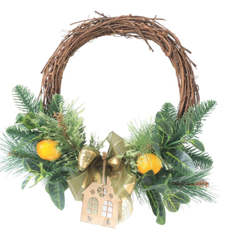 

1Pc Emulation Garland American Style Wreath Door Hanging Decor (Green