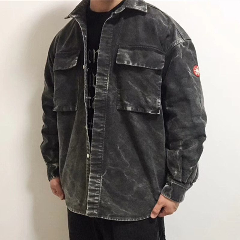 

2021 New Fw Cav Empt Distressed Faded Denim Jacket Vintage Cavempt Men Shirt Long Sleeve Mens Shirts 4fmg