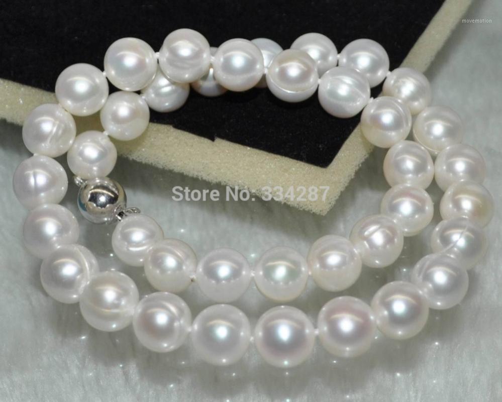 

Outstanding luster Natural white 11-12mm round cultured Pearl Necklace1