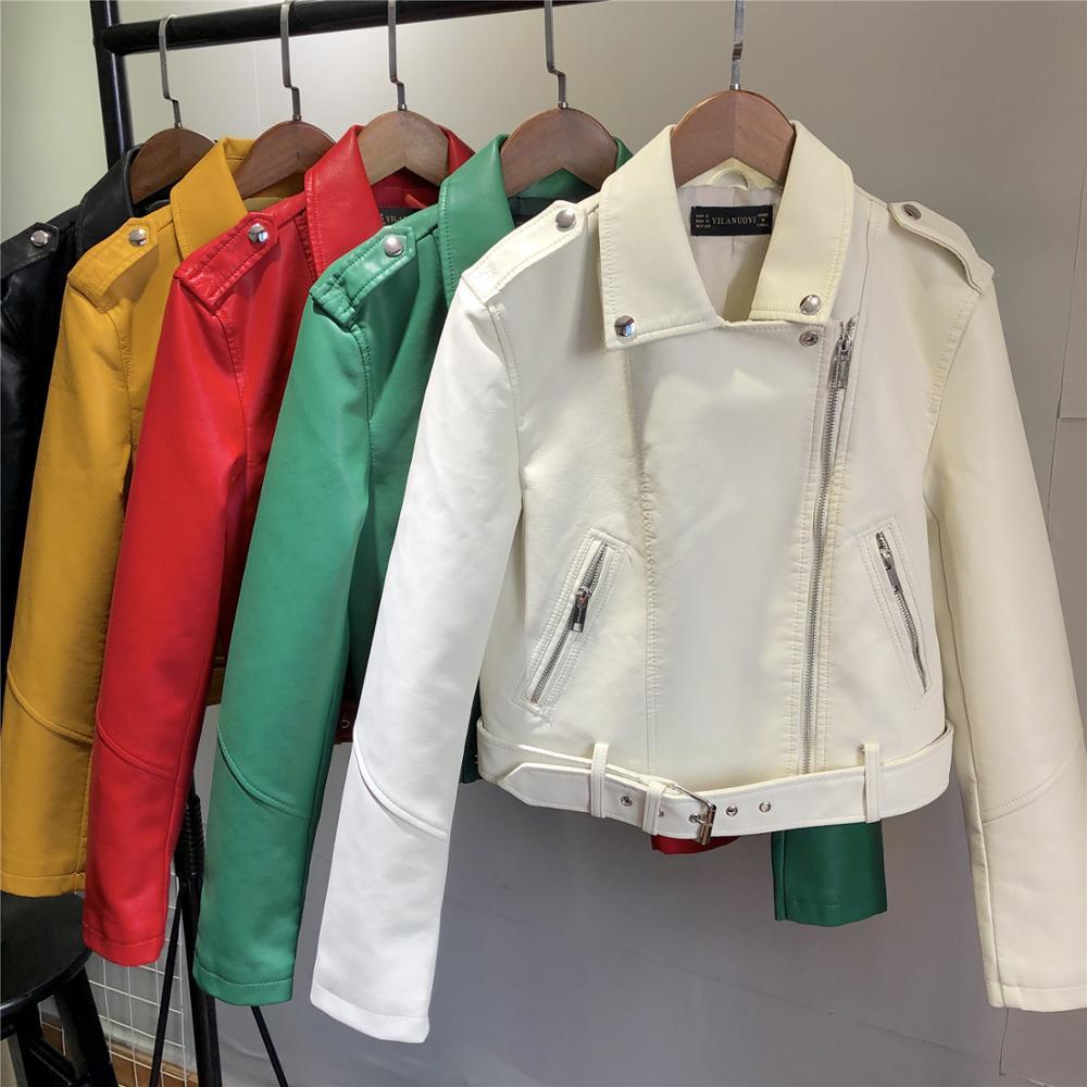 

2021 New Spring for Women in the Women's Short Pu Outerwear Leather Jacket XNDM, Black