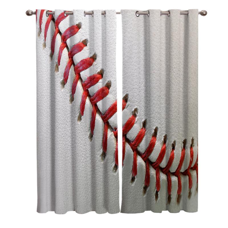 

Sport Baseball Texture Red White Window Treatments Curtains Valance Room Curtains Large Window Curtain Kids Room Home Decor, As pic