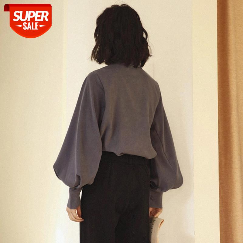 

Autumn Lantern Sleeve Cotton Vintage Blouse Women Elegant Plus Size Cardigan Blouses Women Casual Bow Solid Harajuku Shirt 10471 #1N7s, White