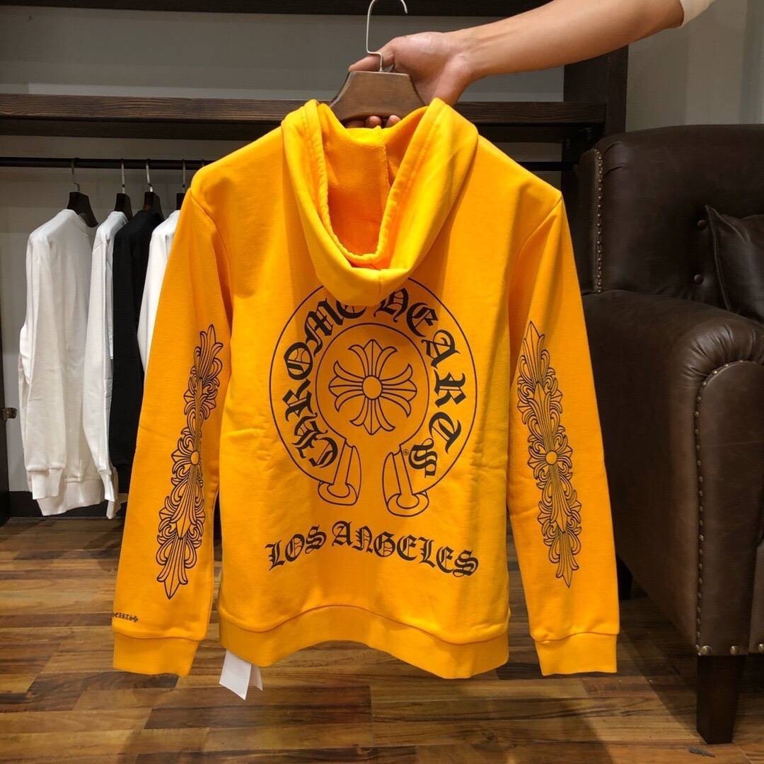 

brand Fashion crosin zipper hooded jacket men' and women' same cotton printed loose fitting sweat WV9W, Bright yellow