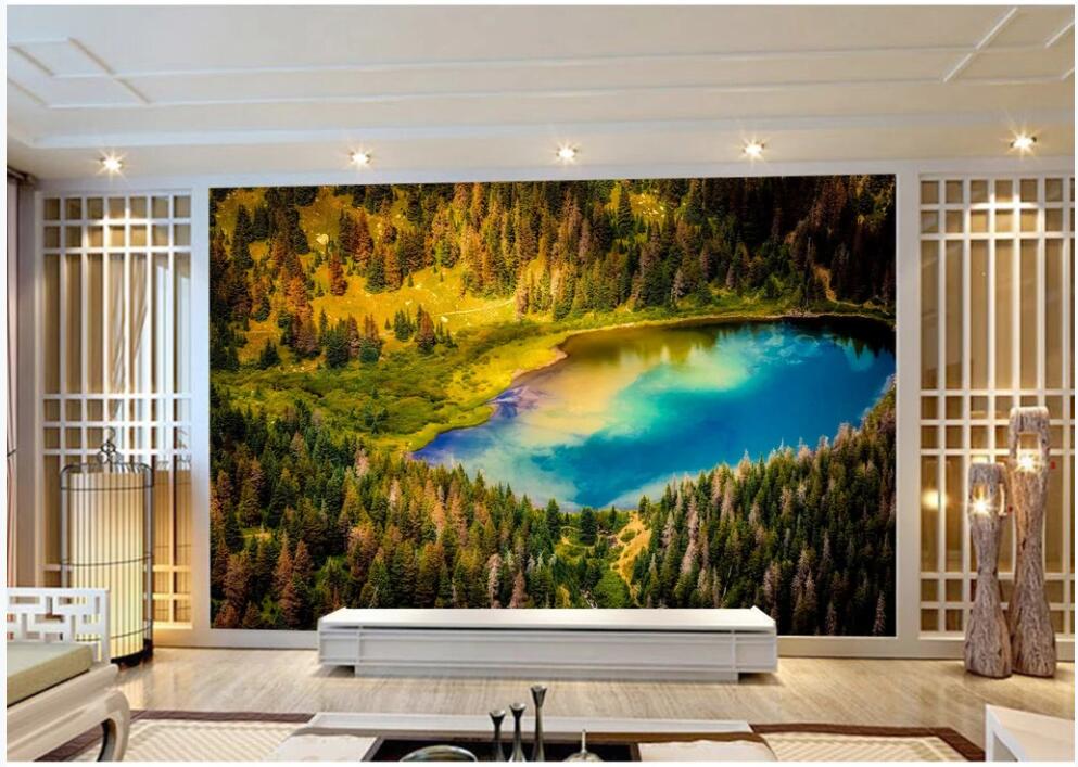 

3d wallpaper custom photo mural on the wall Modern primitive jungle oasis lake home decor 3d wall murals wallpaper in the living room, Non-woven wallpaper