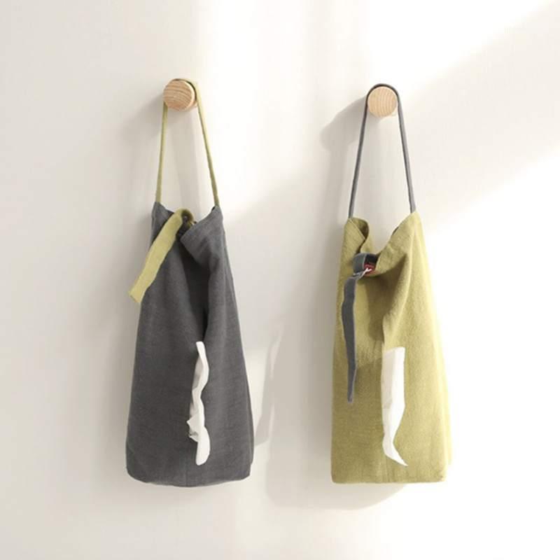 

Japanese Style Simple Household Pure Color Cotton Linen Hanging Tissue Box Cover Paper Towel Hanging Bag For Kitchen Storage1