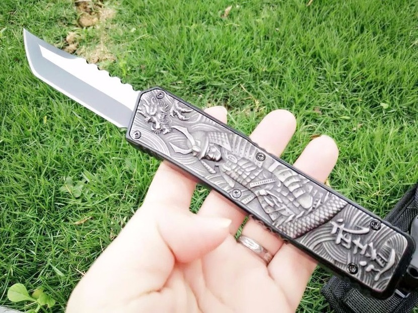 

warrior hellhound 440C blade double tactical automatic auto pocket folding edc knife camping hunting knives xmas gift for man
