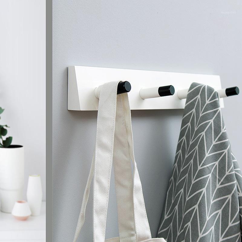 

Textured bamboo 4 hooks door back hook chain wall key towel rack bag coat hanger home decoration wood metal storage rack1