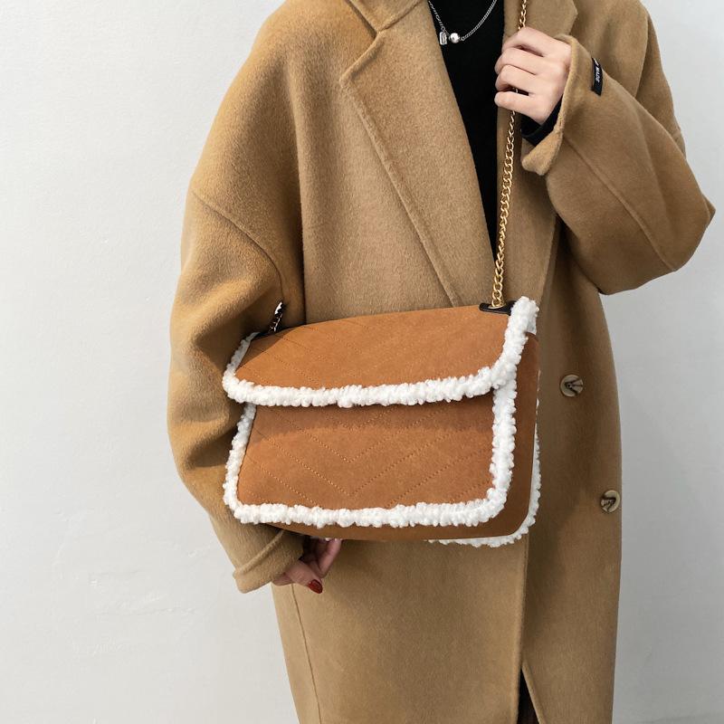 

Fashion Plush Tote Women's Handbag Casual Lambswool Shoulder Messenger Bags for Women 2021 Women's Designer Bag Purse satchels, Black