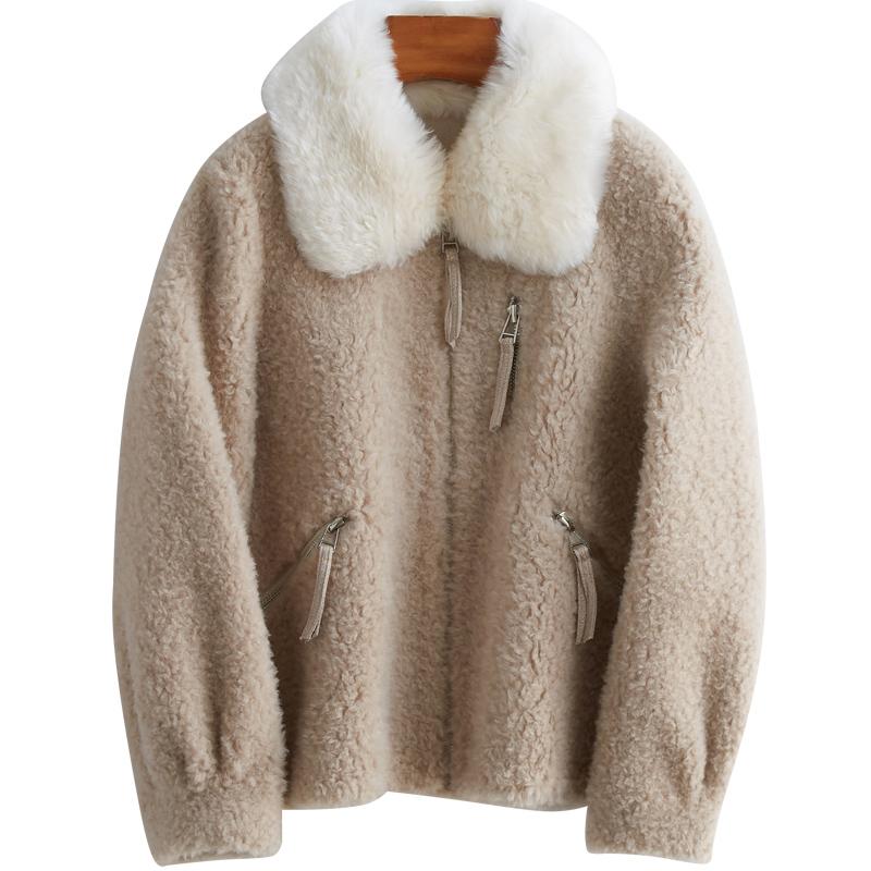 

Quality Fashion Wool High Women's Jacket 2020 100% Real Wool Women's Fur Coats Warm Sheep Shearing Coat Mulheres Casacos Zjt502, Micamel