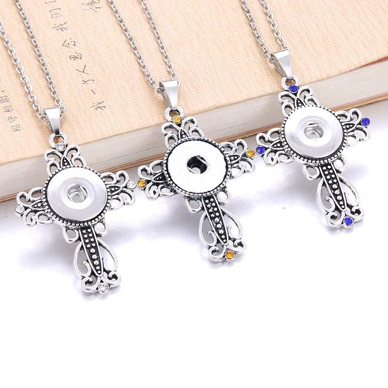 

Boom Life NEW Trendy Faith Cross Style Snap Necklace & Pendant With Link Chain Fit 18mm Snap Button Jewelry For Women 30441