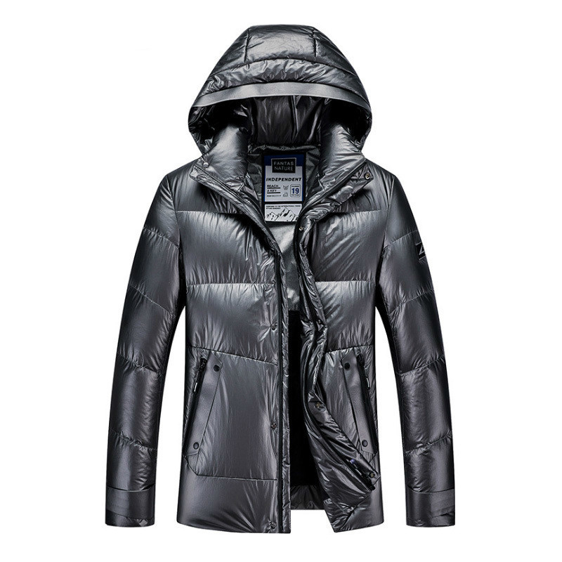 

New 2020 winter short with warm hood youth medium-aged casual thickened down outwear male jacket TBS4, Black