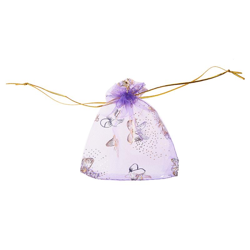 

100pcs Butterfly Drawstring Organza Wedding Gift Jewellery Candy Pouch Bags purple