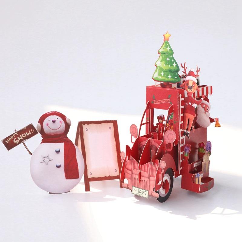 

3D Handmade Cards Snowman Santa Claus Christmas Flower Car Paper Invitation Greeting Cards PostCard New Year Party Creative Gift