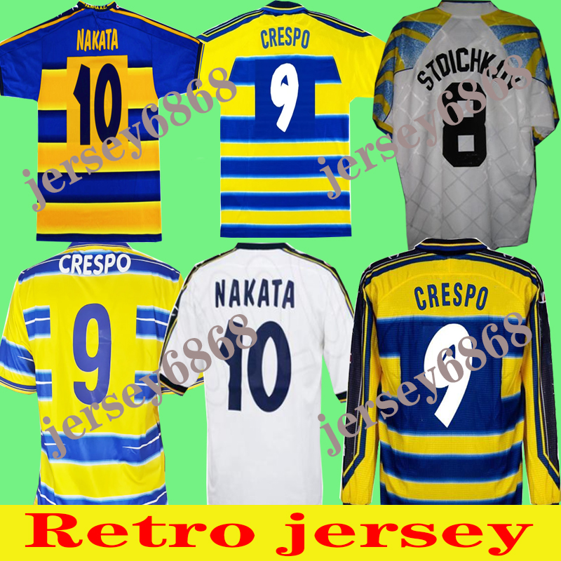 

1998 1999 2000 Parma Retro soccer Jersey 01 02 95 97 Home away 98 99 00 FUSER 8 BAGGIO 9 CRESPO 10 ORTEGA 11 AMOROSO Football shirt