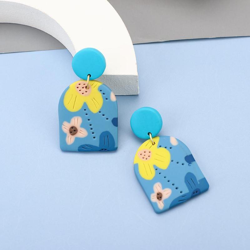 

Lifefontier Trendy Cute Flower Polymer Clay Big Long Drop Earrings for Women Fashion Earrings Party Female Jewelry Gifts
