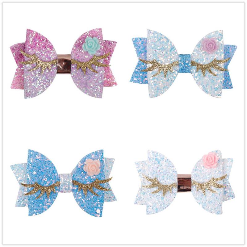 

24pcs Fashion Glitter Eyelash Bow Hairpins Floral Bowknot Hair Clips Princess Headwear Boutique Hair Accessories for Girls