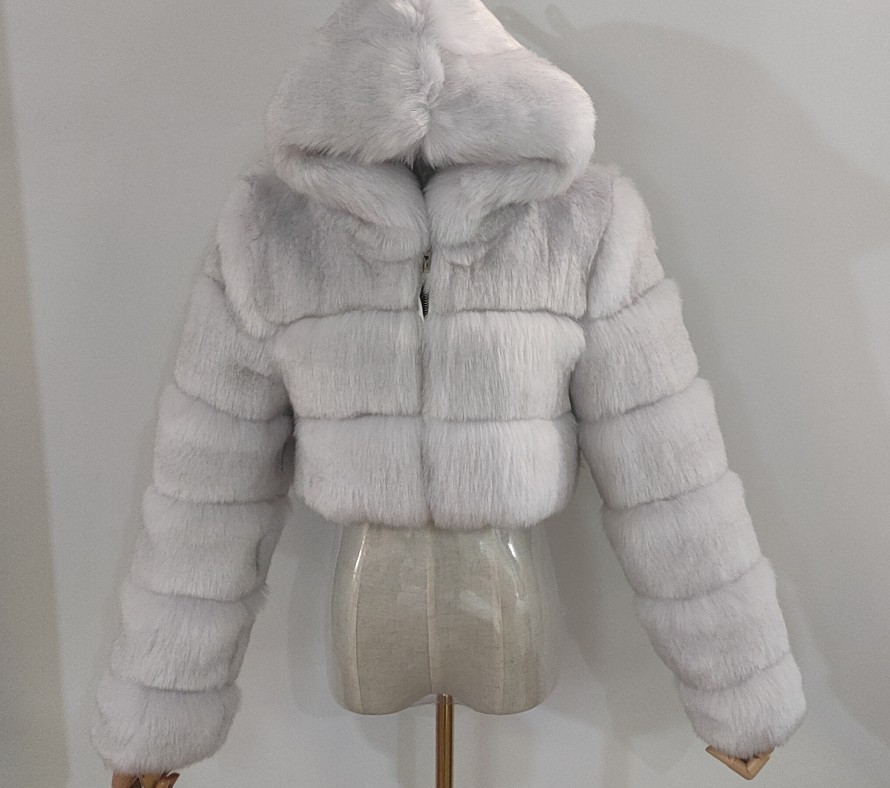 European American fur coat short style Three Panel Fox Coat imitation long sleeve women's jackets Women Top Faux Furs Coats Luxury Crop Jack