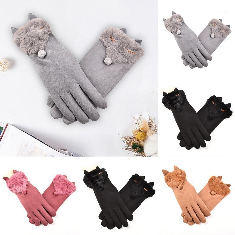 

2020 Women's Suede Gloves Warm Winter Femme Gloves Thicken With T-ouch Screen Index Finger Windproof Women Handschoen #J2P1