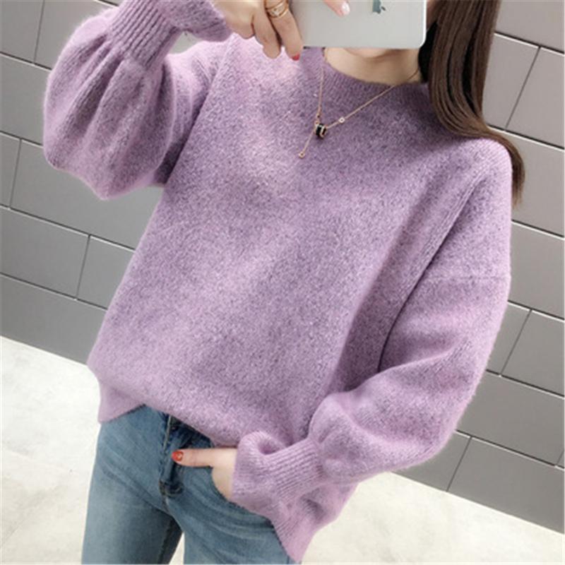 

2021 Spring Women Turtleneck Sweater Long Sleeve Casual Knitted Pullovers Thick Jumpers Underwear Sweaters For Women Tops, Blue