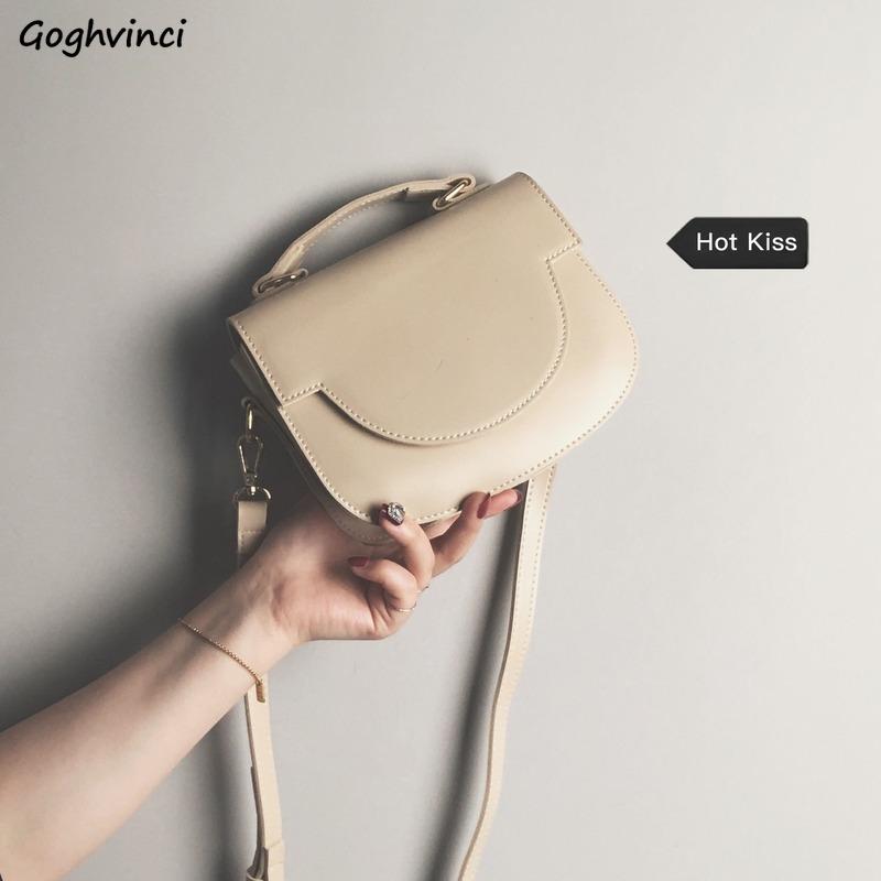 

Shoulder Bags Women Saddle Crossbody Bag Solid Hasp Casual Fashion Handbags Mini Portable Korean Style Ulzzang Vintage Retro INS, Black