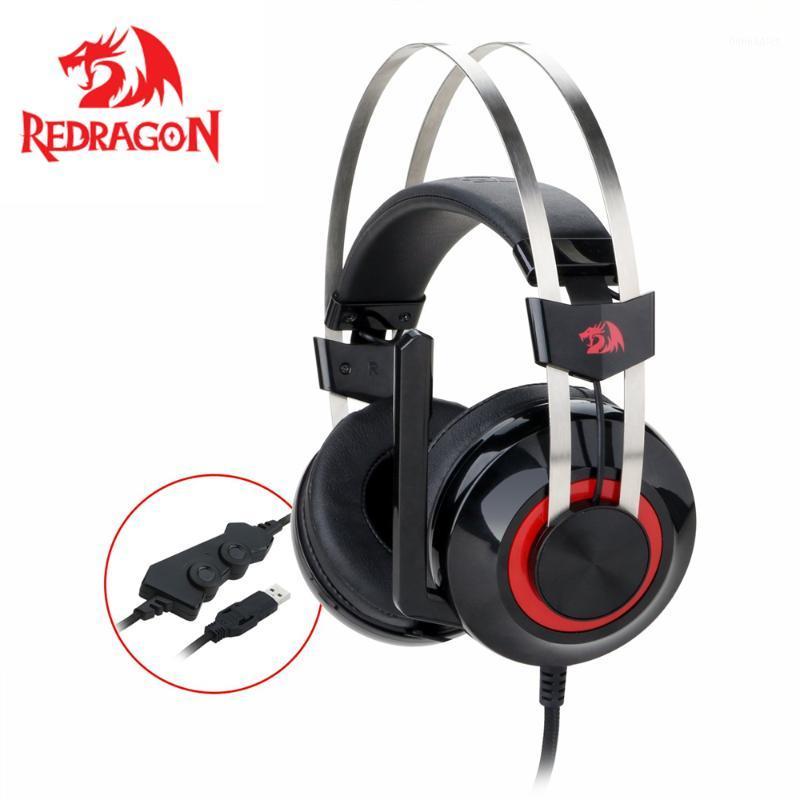 

Redragon H601 7.1 Channel Surround Stereo Gaming Headset Over Ear Headphones Mic Individual Vibration Noise Canceling LED Light1, Black