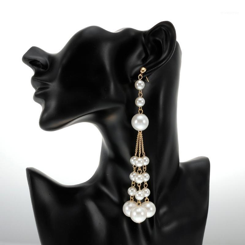 

Long Simulated Pearl Earrings for Women Brinco Statement Fashion Dangle Drop Earrings Multilayer handmade Wedding Jewelry1