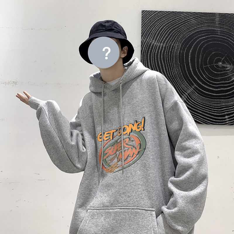 

2021 Men' Casual Oversize Hoodies Winter New Couple Clothing Women' Loose Hooded Sweatshirts Man Korean Pullover 5xfg, Lightgray