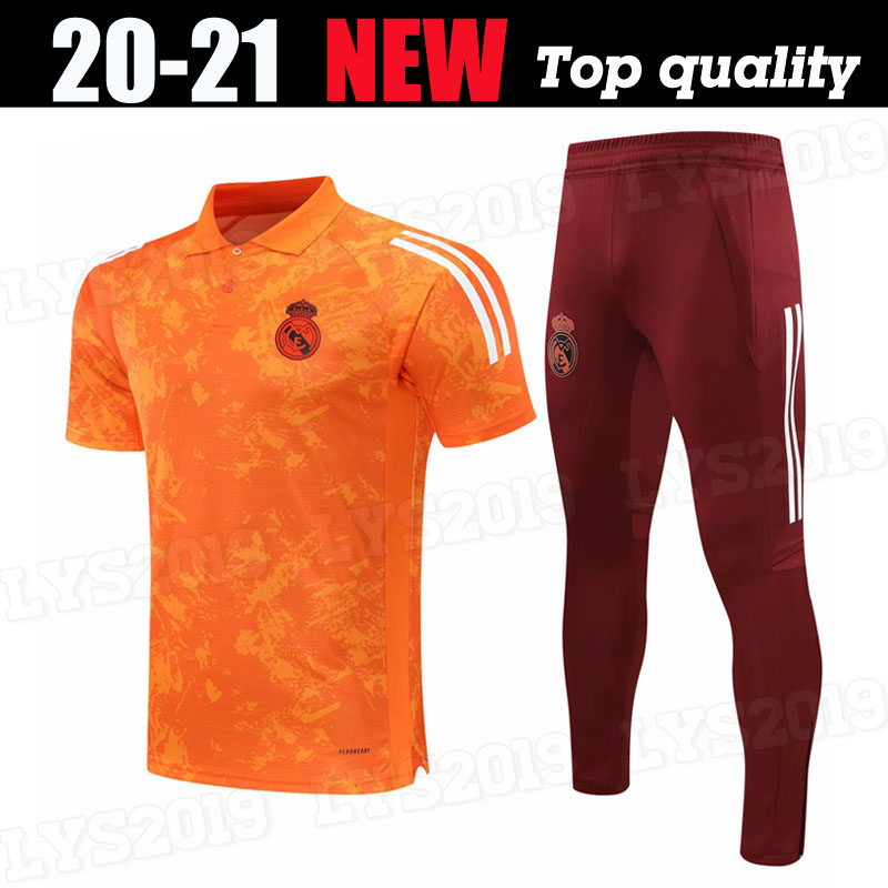 

Adult kit 2020 2021 REAL MADRID Orange POLO training wear soccer jersey HAZARD SERGIO RAMOS BENZEMA VINICIUS camiseta football shirts