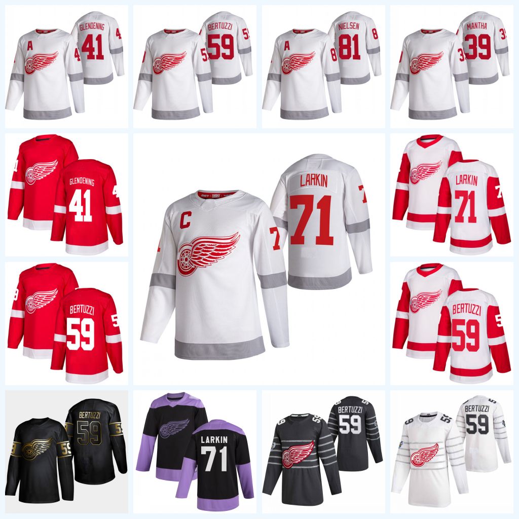 

2021 Reverse Retro Jersey Dylan Larkin Detroit Red Wings Robby Fabbri Filip Hronek Patrik Nemeth Jon Merrill Calvin Pickard Darren Jersey, Red youth: size s-xl