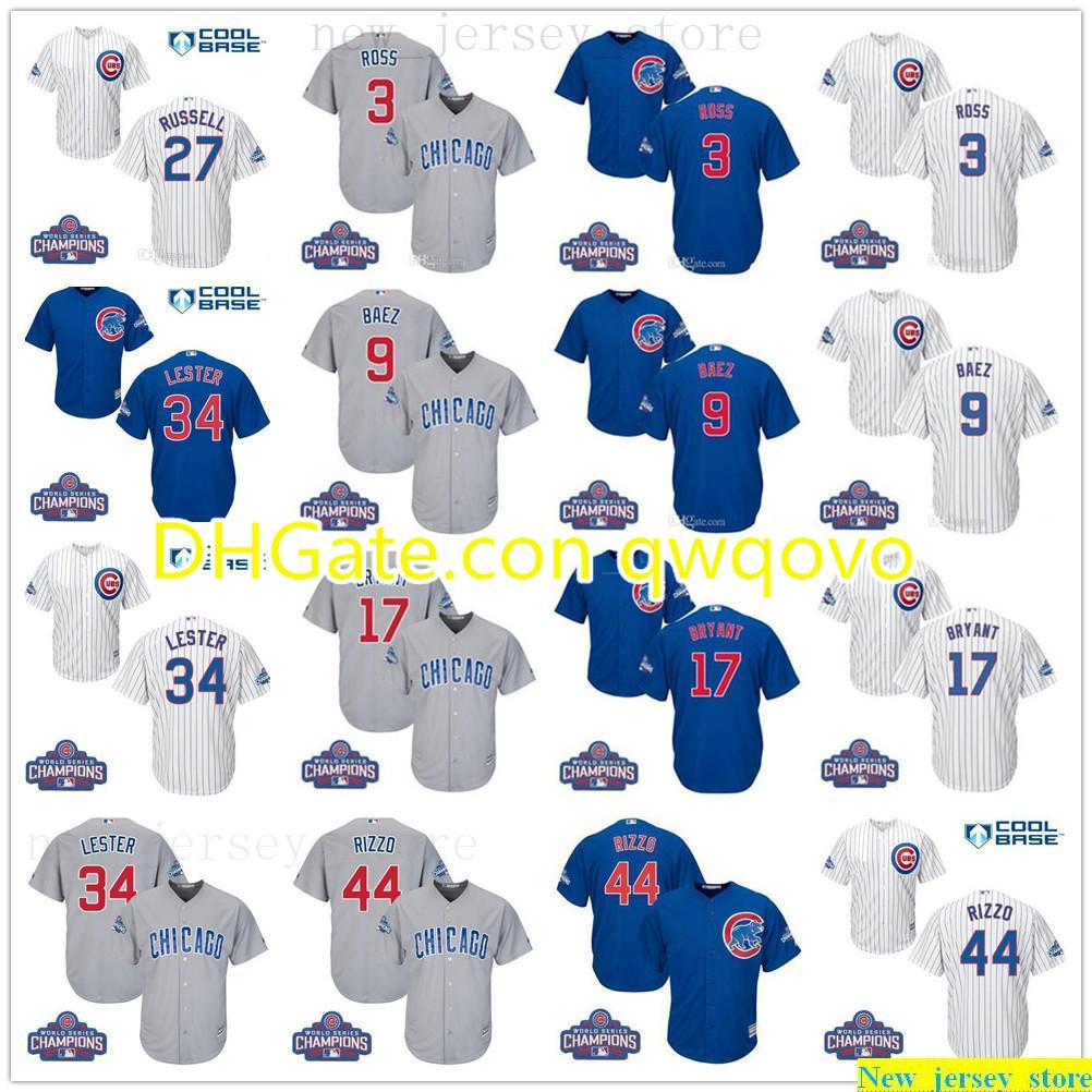 

2016 World Series Champions patch Youth men women baseball 9 Javier Baez 17 Bryant 44 Rizzo 3 David Ross kids Stitched Jerseys, As the picture