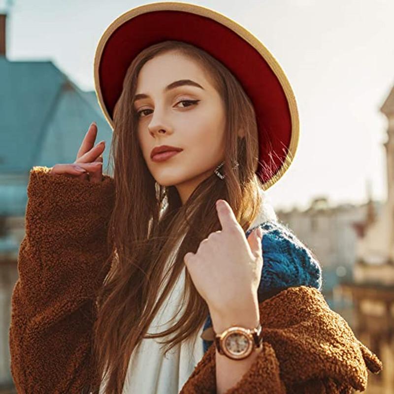 

Wool Felt Jazz Fedora Hats Men Women Wide-brimmed Mixed Color Patchwork Panama New Fashion Trilby Cap Wholesale, 01