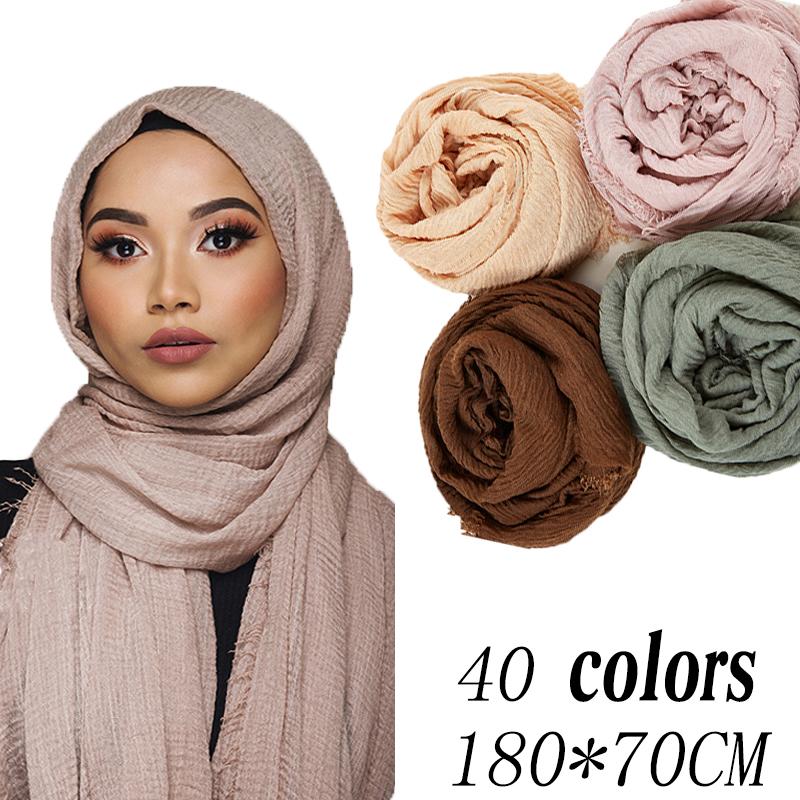 

wholesale 70*180cm women muslim crinkle hijab scarf femme musulman soft thin cotton headscarf islamic hijab 10pc/lot