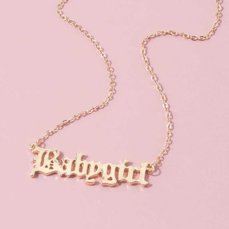 

Fashion Old English Font Babygirl Necklace for Women Girls Pendants Necklaces Letter Cute Chain Choker Alloy Statement Jewelry