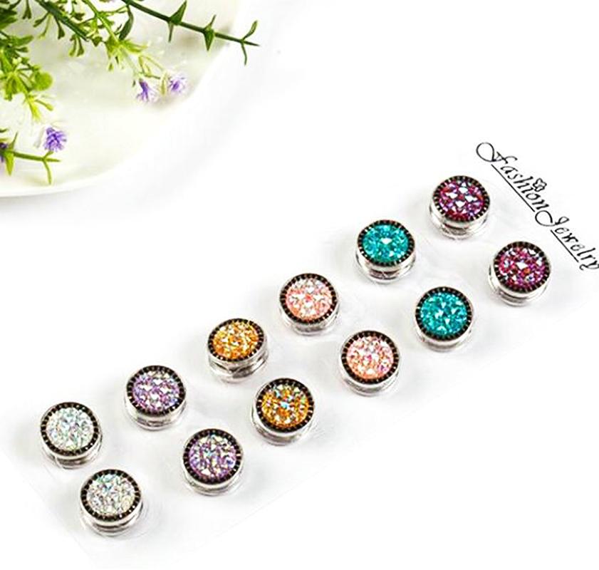 

Pins, Brooches 6 Pcs Colorful Gypsophila Magnetic Pins Hijab Scarves Rhinestone Tie Magnet Button Brooch