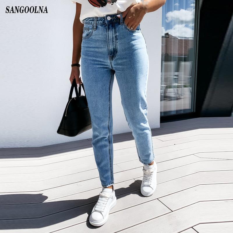 

Vintage 90s Slim Woman Jeans Asymmetric High Waist Straight Casual Female Denim Pants Fashion Tide Regular Gradient Pants, Blue
