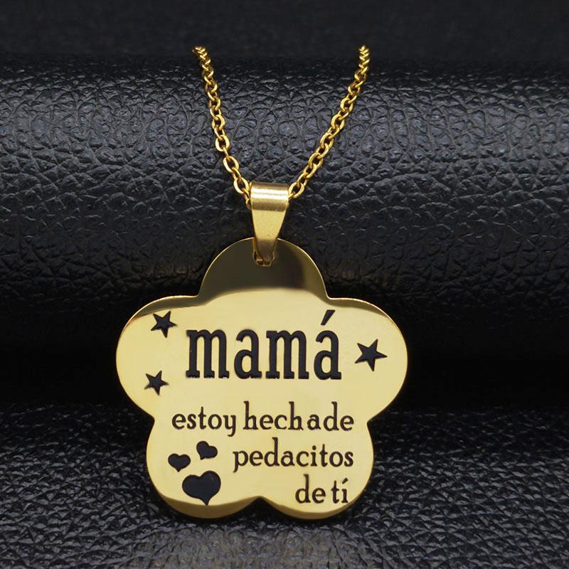 

2020 mama estoy hecha de pedacitos de ti Stainless Steel Necklace for Women Gold Color Necklace Chain Jewerly gargantilla N18986