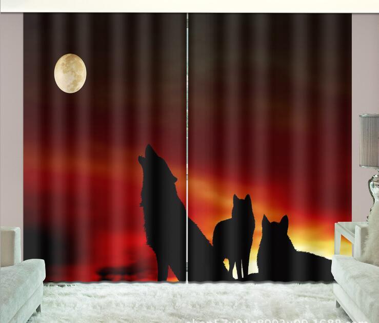 

3D Window Curtains Night Wolf Living Blackout Living Room office Bedroom decorate Drapes Cortina Rideaux Custom size pillowcase, 3d curtains