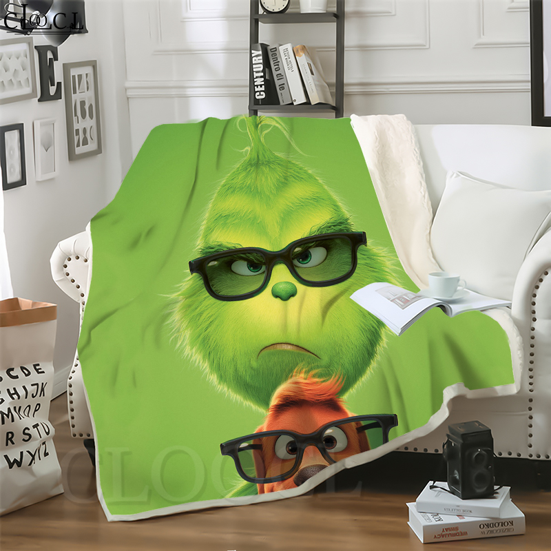 

CLOOCL New Grinch Stole Christ The Grinch 3D Print Street Style Conditioning Blanket Sofa Teens Bedding Throw Blankets Plush Quilt