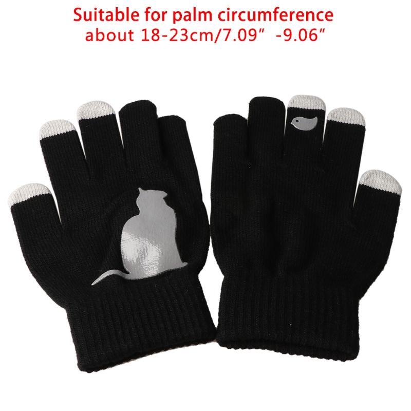 

Women Winter Knitted Touchscreen Gloves Cartoon Cat Bird Irregular Warm Mittens X7JB