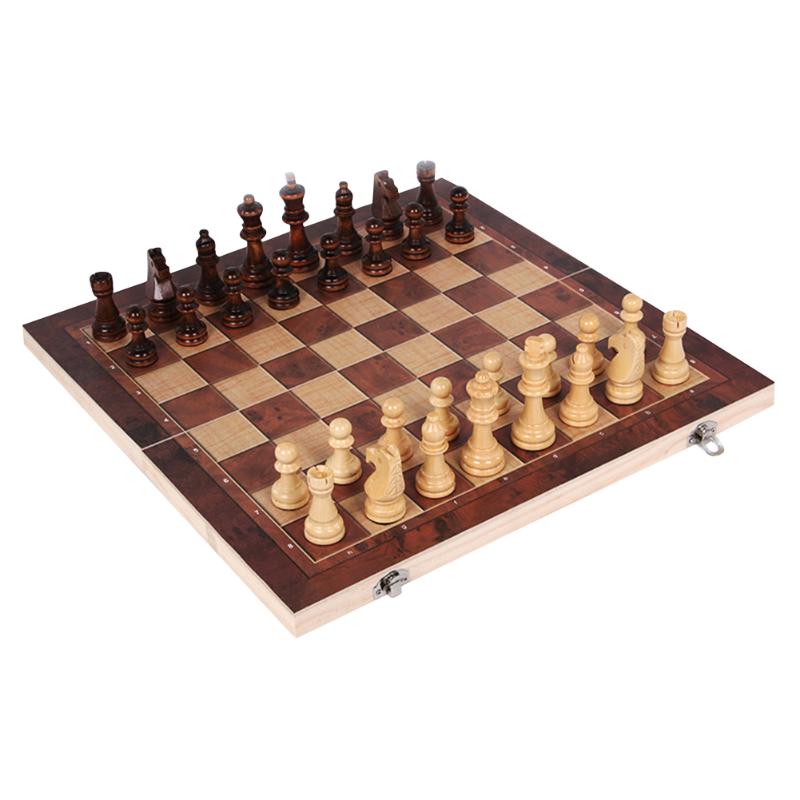 

3 in 1 Wooden Folding Chess Set Leisure Educational Game Toys with Dice Family Party Training Fun Parent-child Entertainment Toy