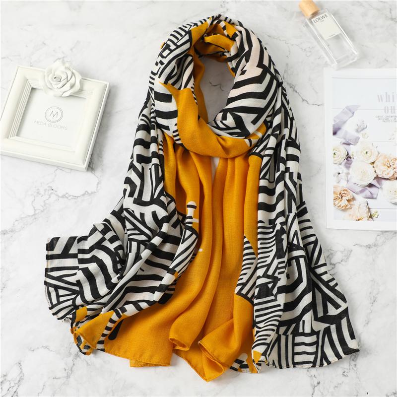 

2020 New Cotton Scarf Design Zebra Patten Hijab Women Large Shawl Wraps Foulard Female Spring and Autumn Scarves
