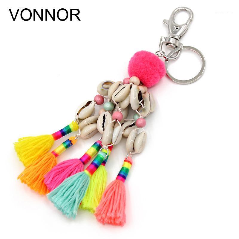 

Bohemian Handmade Jewelry Key ring Pendant Shells Tassel Keychain for Women Bag accessories Car Key Chains1