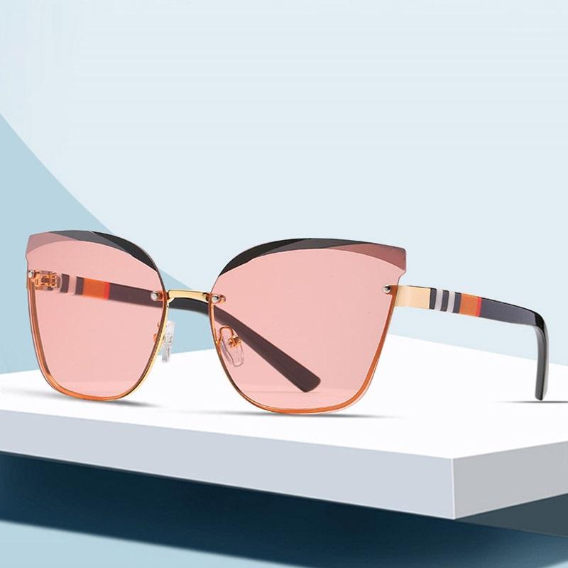 

Fashion New Women's Cat Eye Sunglasses High Quality Brand Design Stripes Sun Glasses for women men Ocean Lens Square Shades1