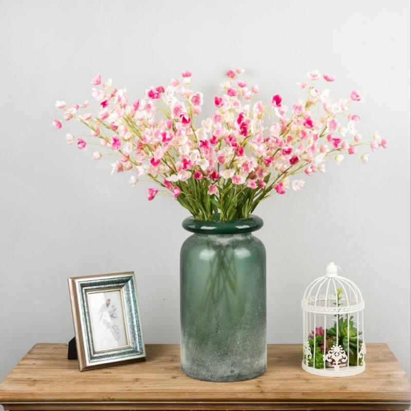 

Flone 2 Fork Artificial silk fake Big Bell Flower Simulation Flowers Single Branch For Wedding Party Supplies Home Decoration, White