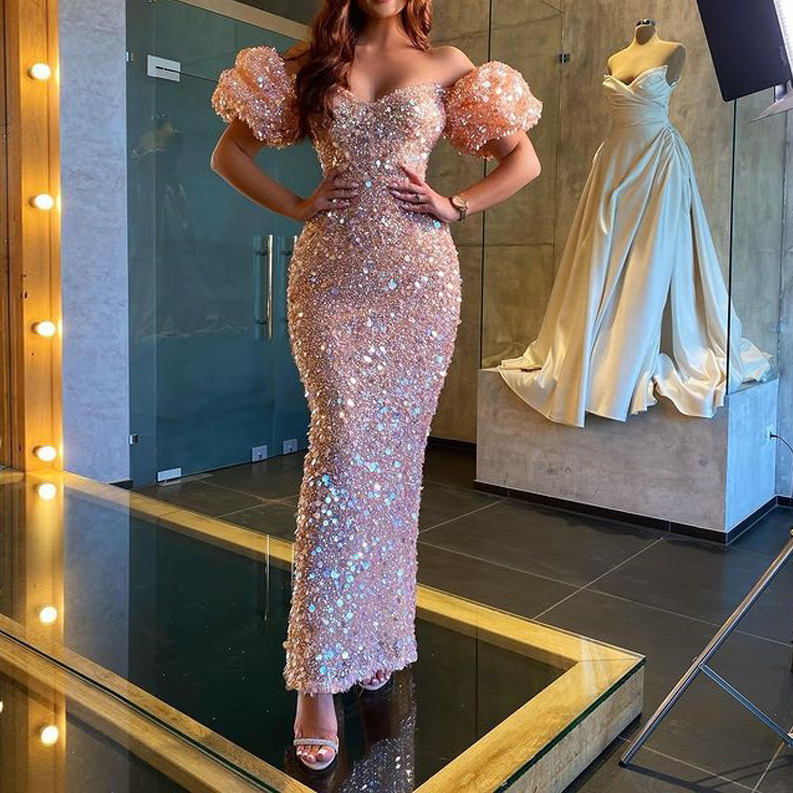 

2021 Charming pink Strapless Evening Gowns Dress Formals Wear Mermaid Long Backless off shoulder Plus Size Prom Bridesmaid Dresses